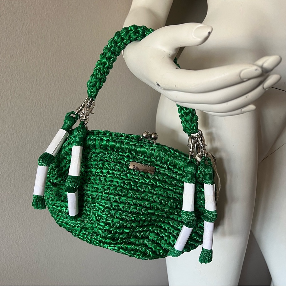 New no Tags GUIMEIROS Green Woven Handbag